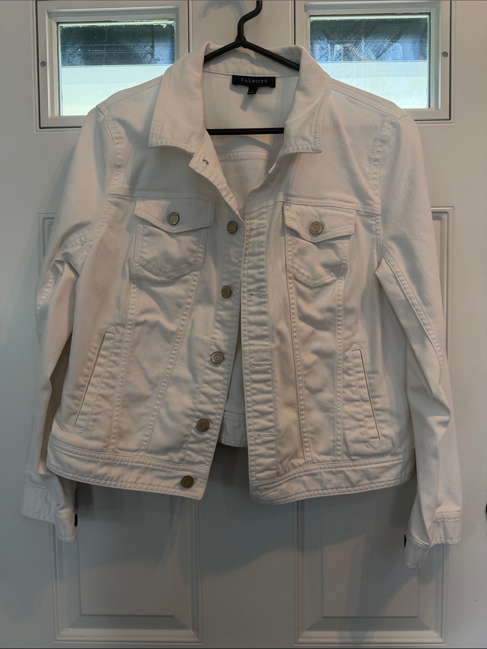 Talbots White Denim Jacket with Button Front